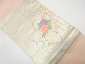 引箔　花籠に御簾模様織り出し　名古屋帯